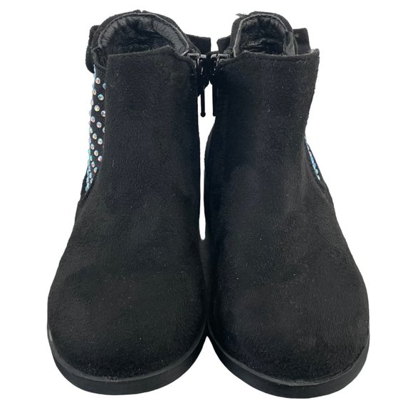 CRB Girl Girl's Size 6 Black Suede Booties W/ Multi-Colored Rhinestones - Picture 2 of 7